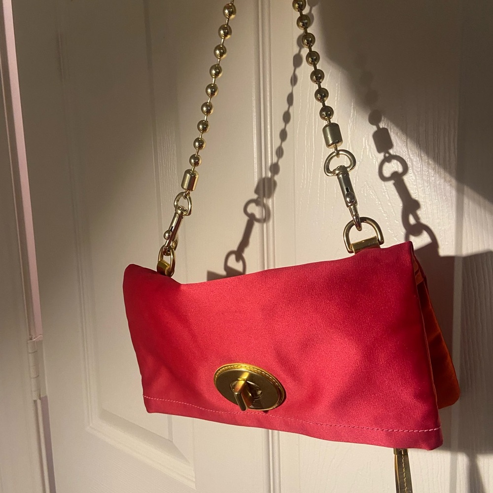 COACH pink and orange Chain Shoulder Bag